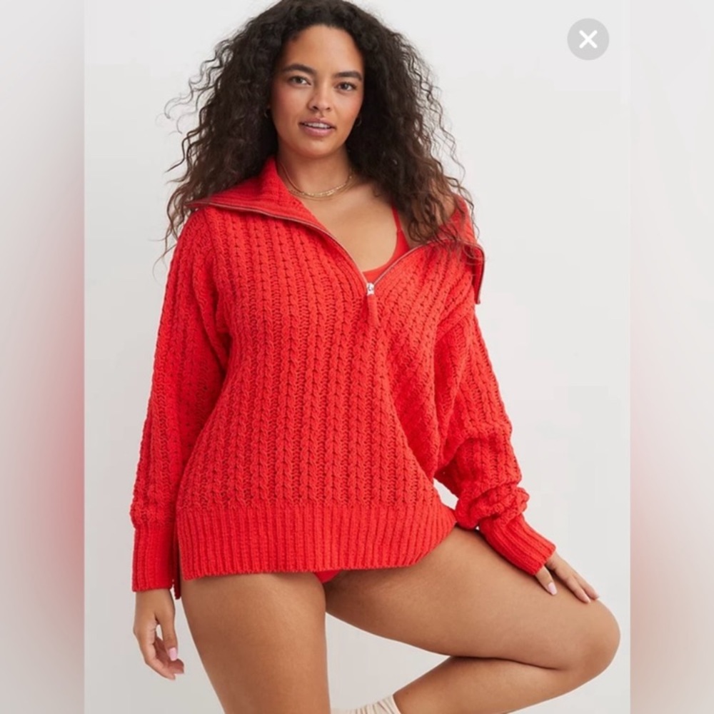 🐬Aerie Cable Car Quarter Zip Sweater - Picture 8 of 9